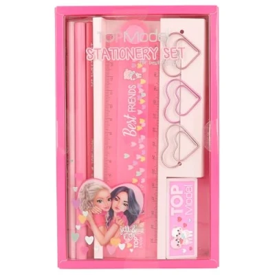 Imagen de Depesche 12857 TOPModel Set de papelería en Rosa, con Motivo Modelo y Corazones, Incl. lápices, Goma borrar, Regla Mucho más, Multicolor