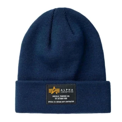 Imagen de Alpha Industries Gorro de Punto acrílico Crew Beanie Clima frío, Ultra Navy, Talla única para Hombre