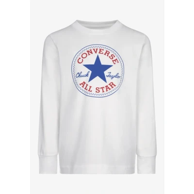 Imagen de Converse Chuck Patch LONG Sleeve TEE Unisex Camiseta de manga larga para niños, Talla: 128/132, White