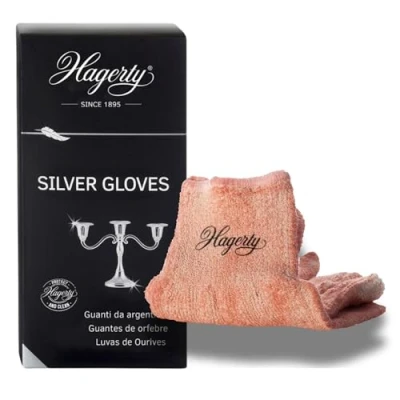 Imagen de Hagerty Silver Gloves guantes impregnados en seco para la limpieza de plata con protección contra el óxido 1 par I pulir algodón Prácticos limpiar y metal plateado