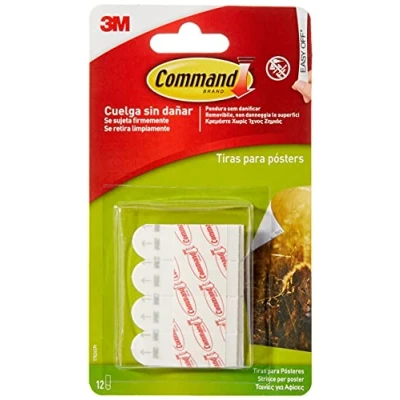 Imagen de Command 17024 Pack de 12 tiras pequeñas para posters, color blanco, Standard