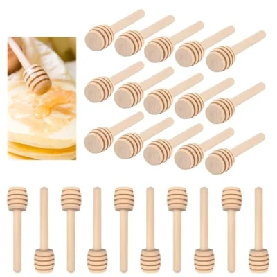 Imagen de RHQFDM 25 pcs Cucharas para la Miel Agitación de Madera Palito Mezclar Mermelada Dispensar Recoger Fiesta Boda Favores Bautizo(8 cm)
