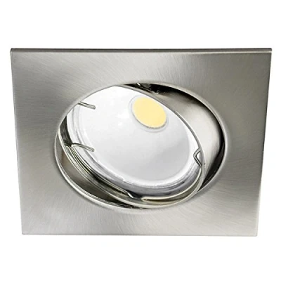 Imagen de wonderlamp Basic W E000011 Foco empotrable cuadrado, níquel, incluye portalámparas GU10, aluminio, 8 x 2 cm