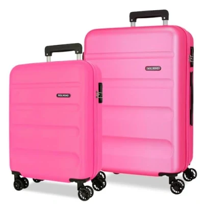 Imagen de ROLL ROAD Flex Juego de Maletas Rosa 55/65 cms Rígido 5,8 kgs Cierre combinación Lateral ABS 91L Equipaje Mano