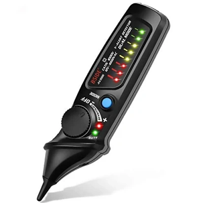 Imagen de Bside Bolígrafo Detector de voltaje Sin Contacto Buscapolos Electrico Pluma 12 1000V NCV Sensibilidad Ajustable Probador CA Cable Vivo con indicador LED color y Linterna