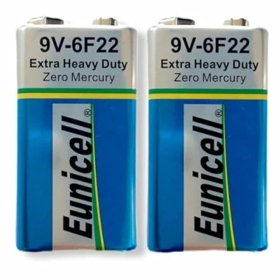 Imagen de Eunicell Bloque de batería alcalina (9 V, PP3, 6F22, 2 unidades)