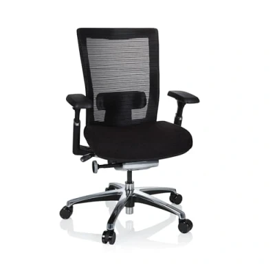 Imagen de hjh OFFICE 657651 Silla de Oficina Nova Pro Tela Negro, Respaldo en Malla Transpirable, giratoria ergonomica, Soporte Lumbar Ajustable