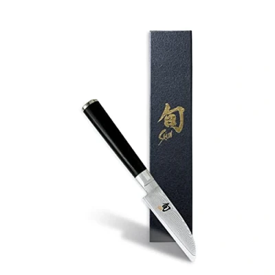 Imagen de KAI Shun Classic Cuchillo japonés para verduras con hoja de 9 cm Damasco 32 capas núcleo VG MAX 61 (±1) HRC Mango madera Pakka multiusos forjado