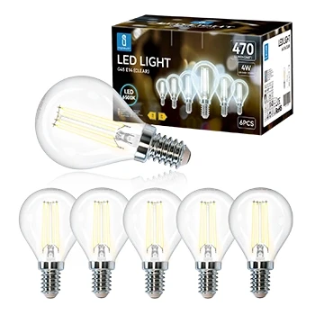Imagen de Aigostar Filamento Bombilla Led E14 Luz Fria 6500K,4W Equivalente a 40 W,470 Lúmenes,Ángulo De Apertura:360,No Regulable,G45,Pack 6 Uds