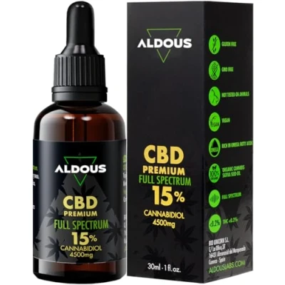 Imagen de Auténtico Aceite CBD Oil 15% Full Spectrum 30ml 4500mg de Cannabidiol Cáñamo Bio enriquecido con 1200 gotas Hemp Espectro Completo