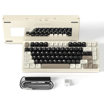 Imagen de ATTACK SHARK X75 Via QMK Teclado Mecánico Gaming Inalámbrico Completo De Aluminio, BT/2.4G/USB C, Interruptores Lineales Intercambiables RGB, Diseño QWERTY del 75% con 5 Capas Amortiguación White