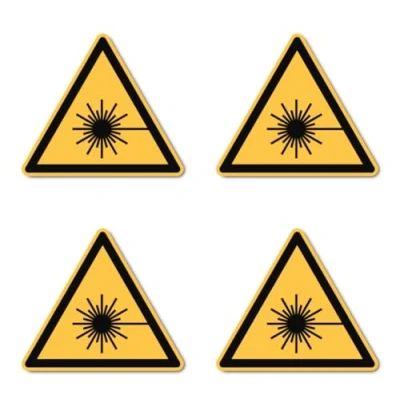 Imagen de Advertencia de radiación láser: W004 DIN EN ISO 7010 / ASR A1.3 pegatina: Ø 10 cm, 4 unidades