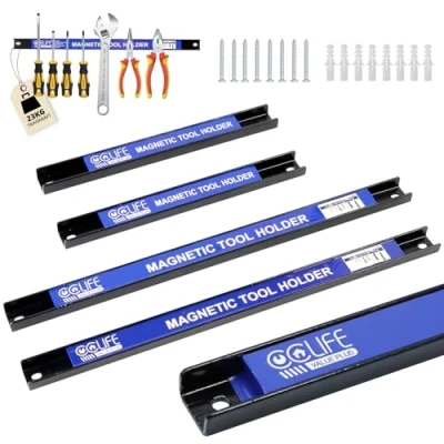 Imagen de CCLIFE 4piezas Imán Herramientas 37 CM y 23 Tiras Magnéticas Para MAX.46 KG Barra Iman