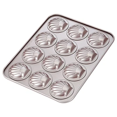 Imagen de CHEFMADE Molde de Madeleine para Pastel, 12 cavidad no Stick Vieira Madeline Hornear en el Horno (Oro champán)