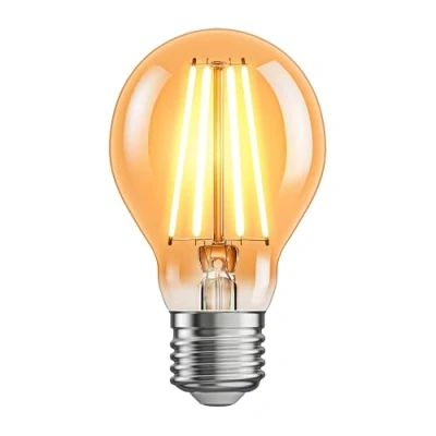 Imagen de ledscom.de Bombilla LED E27, A60, blanco extra cálido (2400 K), 7 W, 778lm, regulador de intensidad 3 pasos, color dorado, bombilla, filamento, vidrio, recambio, loft, LED,