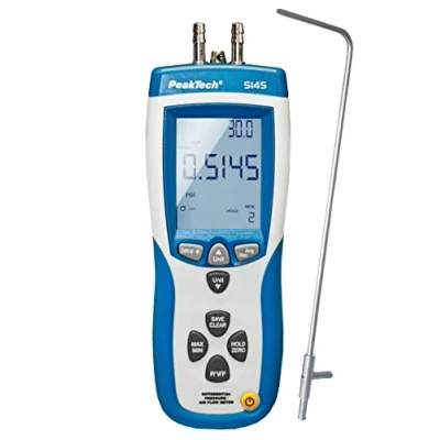 Imagen de PeakTech P 5145 2 en 1 manómetro diferencial y medidor de velocidad del aire con tubo Pitot, presión USB, masa temperatura