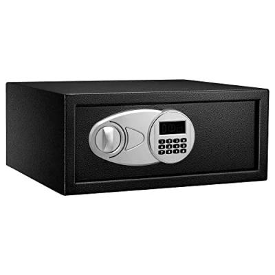 Imagen de Amazon Basics Caja Fuerte de Seguridad Acero con Teclado Digital, Protege Dinero, Joyas, Documentos identificación, 20 l, 43 cm x 37 18 cm, Color Negro