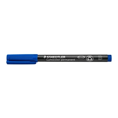 Imagen de Staedtler Lumocolor 314 3. Rotulador de tinta permanente color azul y punta biselada. Caja con 10 unidades.