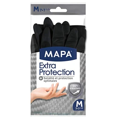 Imagen de MAPA Extra Protection Guantes de látex para el hogar resistencia reforzada Solidez y protección óptima, todo tipo trabajos 1 par Talla M