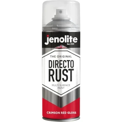 Imagen de JENOLITE Directorust Pintura en aerosol brillante ROJO CARMESÍ 400ml de óxido directo para metal Múltiples superficies: madera, metal, plástico RAL3027