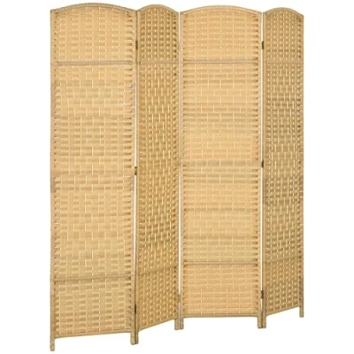 Imagen de HOMCOM Separador de Ambientes Biombo Plegable 180x180 cm Pantalla Privacidad Polipropileno para Oficina Dormitorio Natural