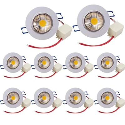 Imagen de POCKETMAN Paquete de 10, 7W 700 lúmenes 3.4 pulgada LED COB ahorro energía empotrado techo Downlight kit con controlador (blanco cálido, 2800K 3000K)