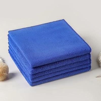 Imagen de Paño de microfibra sin pelusas, multiusos, reutilizables, súper suaves, secado rápido, para limpieza, cocina, coche, motocicleta, ventanas (azul oscuro, 40 x cm)