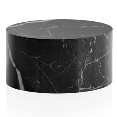 Imagen de Wohnling mesa de centro MONOBLOC 60 x 30 cm, color negro brillante con aspecto mármol, salón redonda, café moderna