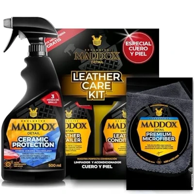 Imagen de Maddox Detail Pack de Cuidado Premium Leather Care Kit, Ceramic Protection y Microfiber Limpieza Protección Completa Alta Eficiencia Fácil Aplicación 3x500ml Interior/Exterior.