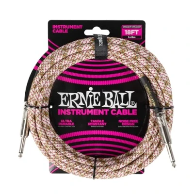 Imagen de Ernie Ball Cable de Guitarra Trenzado, Recto/Recto, 5.4 m Emerald Argyle