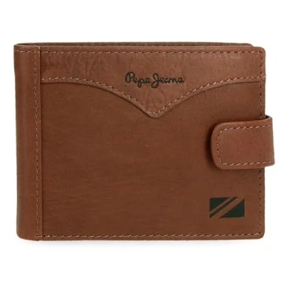 Imagen de Pepe Jeans Jacket Cartera Horizontal con Cierre de Clic Marrón 11x8,5x1 cms Piel by Joumma Bags