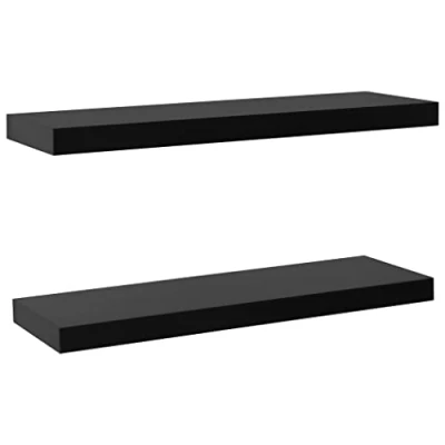 Imagen de vidaXL 2X Estantes Flotantes de Pared Balda Colgantes Expositora Estantería Montado para Libros y Objetos Decoración Negro 80x20x3.8cm
