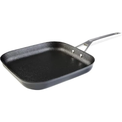 Imagen de WECOOK! Ecosteel Grill Asador Inducción 26 cm, Antiadherente QUANTANIUM Ecológico sin PFOA, Aluminio Forjado, 4,2 mm de Espesor, Mango Acero, Apta Todas las Cocinas Vitrocerámica, Gas, Horno