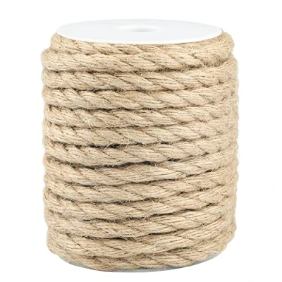 Imagen de KINGLAKE cuerda de yute 15 m, cáñamo 10 mm grosor, gruesa para envolver, decoración del hogar, jardinería
