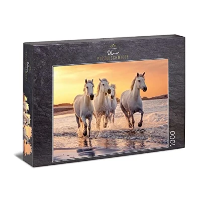 Imagen de Ulmer Puzzleschmiede Puzzle Caballos de Camarga: 1000 Piezas Blancos Camarga en Libertad Provenza, Francia
