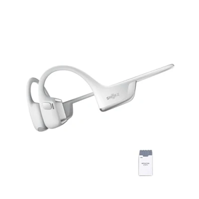 Imagen de SHOKZ OpenRun Pro 2 Auriculares Deportivos de Conducción Ósea, Inalámbricos Bluetooth 5.3, Micrófonos con Cancelación Ruido, Resistente al Agua IP55, 12h Reproducción, Carga Rápida USB C, Plata