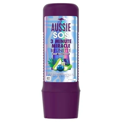 Imagen de Aussie SOS 3 minutos milagro morena tratamiento profundo para cabello moreno que necesita nutrición, con pimienta australiana y aloe vera, 225 ml