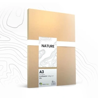 Imagen de nature eco 20 hojas de cartón kraft marrón grueso DIN A3 extra 380 g/m² como para manualidades o creativo estable