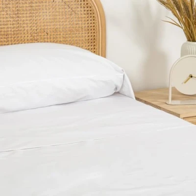 Imagen de TRAMAS+ Juego de sábanas para Cama Matrimonio, 160 x 200 cm, 100% algodón, Ropa Cama, y 2 Fundas Almohada, Certificado Standard 100 by Oeko Tex Blanco