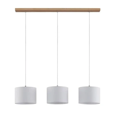 Imagen de Lámpara colgante Lindby Imarin, 3 luces, blanca, textil, 100cm