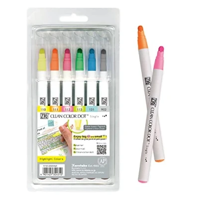 Imagen de Kuretake Zig Clean Color Dot Pen Set, Single Tip (Neon 6 colors)