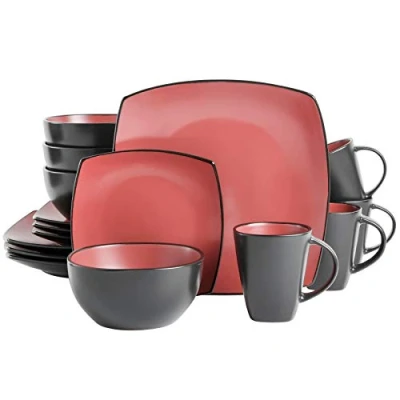 Imagen de Gibson Soho Lounge, Vajilla de 16 piezas Lounge Square, rojo mate reactivo