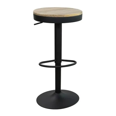 Imagen de Vaukura Taburete Alto Regulable con Asiento de Madera Timber para Cocina/Bar (Negro)
