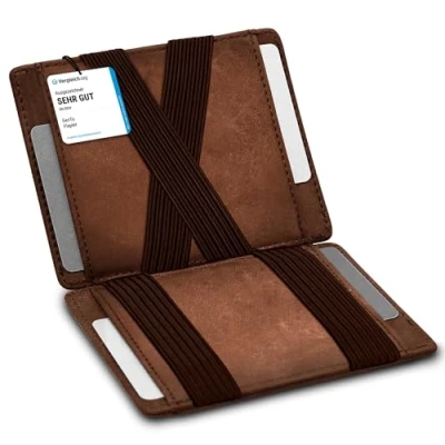 Imagen de GenTo® LAS VEGAS Cartera con y sin bolsillo para monedas Protección RFID NFC probada mágica Magic Wallet Incluye caja de regalo inteligente hombres mujeres