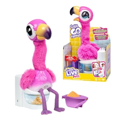 Imagen de Little Live Pets Flamingo The Poop, Flamenco Interactivo Que Mueve el Cuello y Repite lo Dices, Come Pide IR al W.C., Hace Caca en Arena, Se Seca Repite, Famosa (LPG00000)