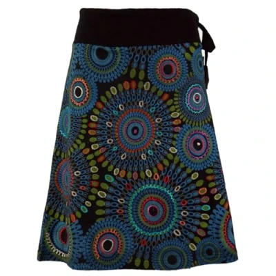 Imagen de GURU SHOP, Bordado, Falda hasta la Rodilla, Boho Chic, Retro Mandala, Negro, Algodón, Tamaño:L/XL (42), Faldas Cortas