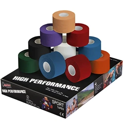 Imagen de ALPIDEX 12 x Cinta Adhesiva Deportiva 3,8 cm 10 m Sport Tape 100% Algodón Inelástica Balonmano Fútbol Voleibol Escalada, Color:Colores Surtido