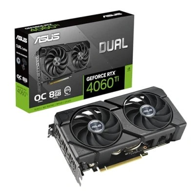 Imagen de ASUS Dual GeForce RTX 4060 Ti EVO OC Edition 8GB GDDR6 (PCIe 4.0, GDDR6, DLSS 3, HDMI 2.1a, DisplayPort 1.4a, Ventilador Axial Tech, tecnología 0dB, Placa Posterior Protectora, Auto Extreme)