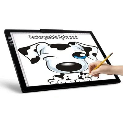 Imagen de YINGWOND Mesa de Luz A4 recargable LED inalámbrica portátil, soporte integrado y clip fijación superior, brillo ajustable nivel 6, para pintura diamantes, pintura, arte