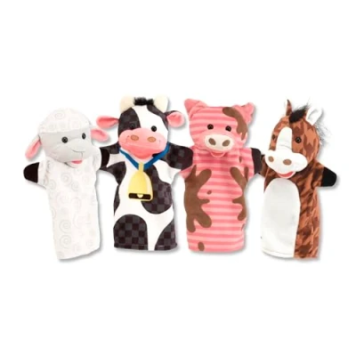 Imagen de Melissa &amp; Doug 4 Títeres de mano con animales la granja, Marionetas para niños y adultos, Juguete creativo calidad, Regalo niñas 3 5 6 7 años